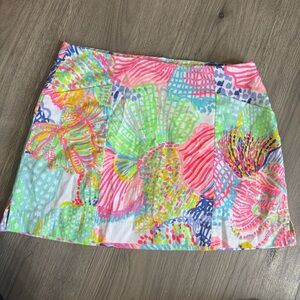 Lilly Pulitzer January Skirt Multi Color Roar Of The Seas Shell Pink SZ 2 Preppy